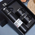Vacuum Flask Set Black Stainless Steel 12Hr Thermal Insulation