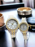 Golden Silver Unisex Couple Watches Stainless Steel Chain Strap