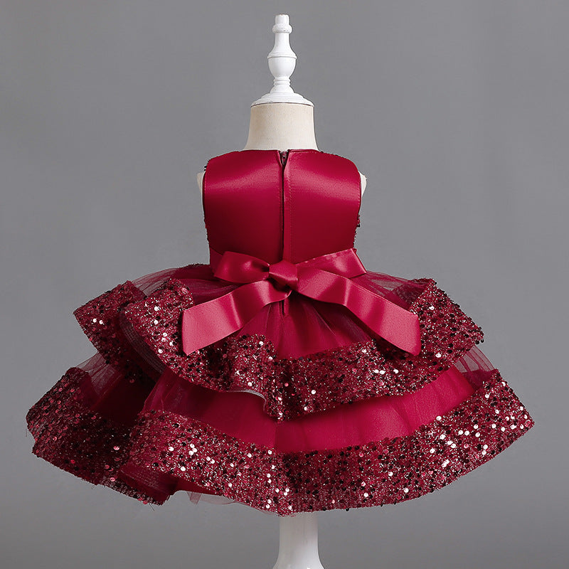 Princess Red Sequin Tulle Dress for Girls