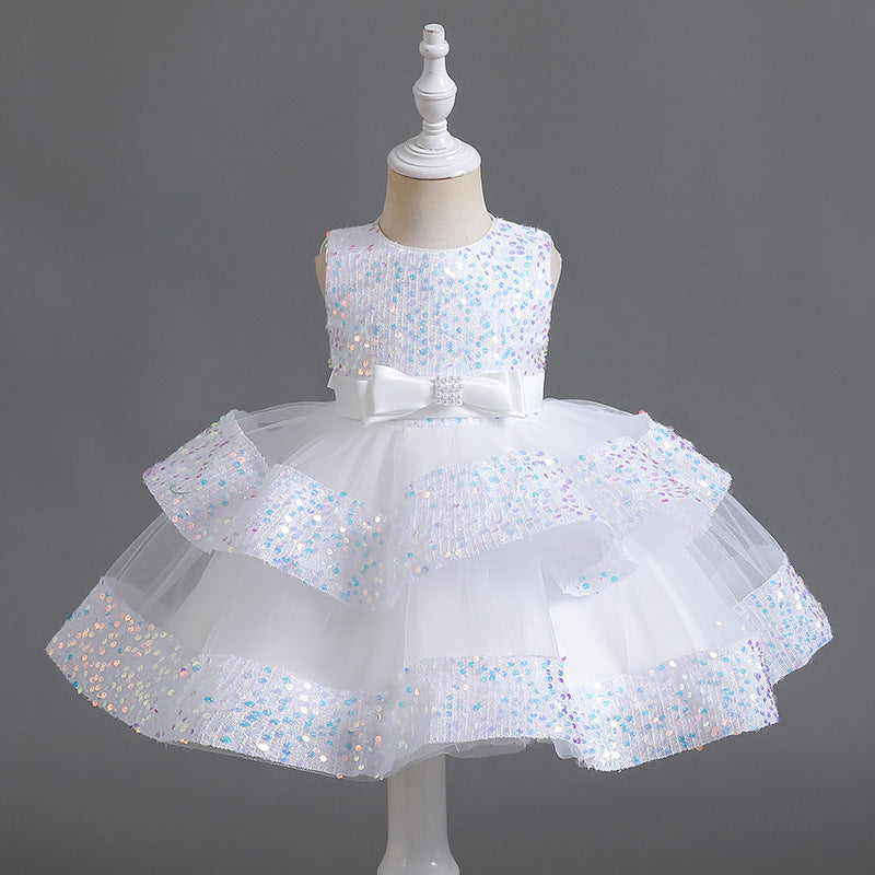 Princess Red Sequin Tulle Dress for Girls