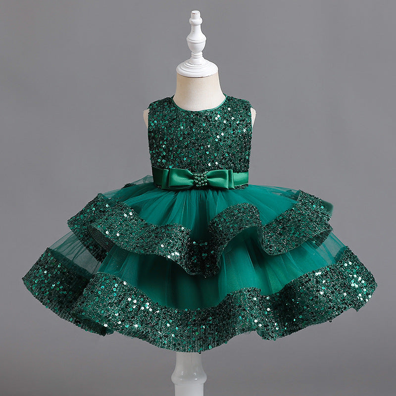 Princess Red Sequin Tulle Dress for Girls