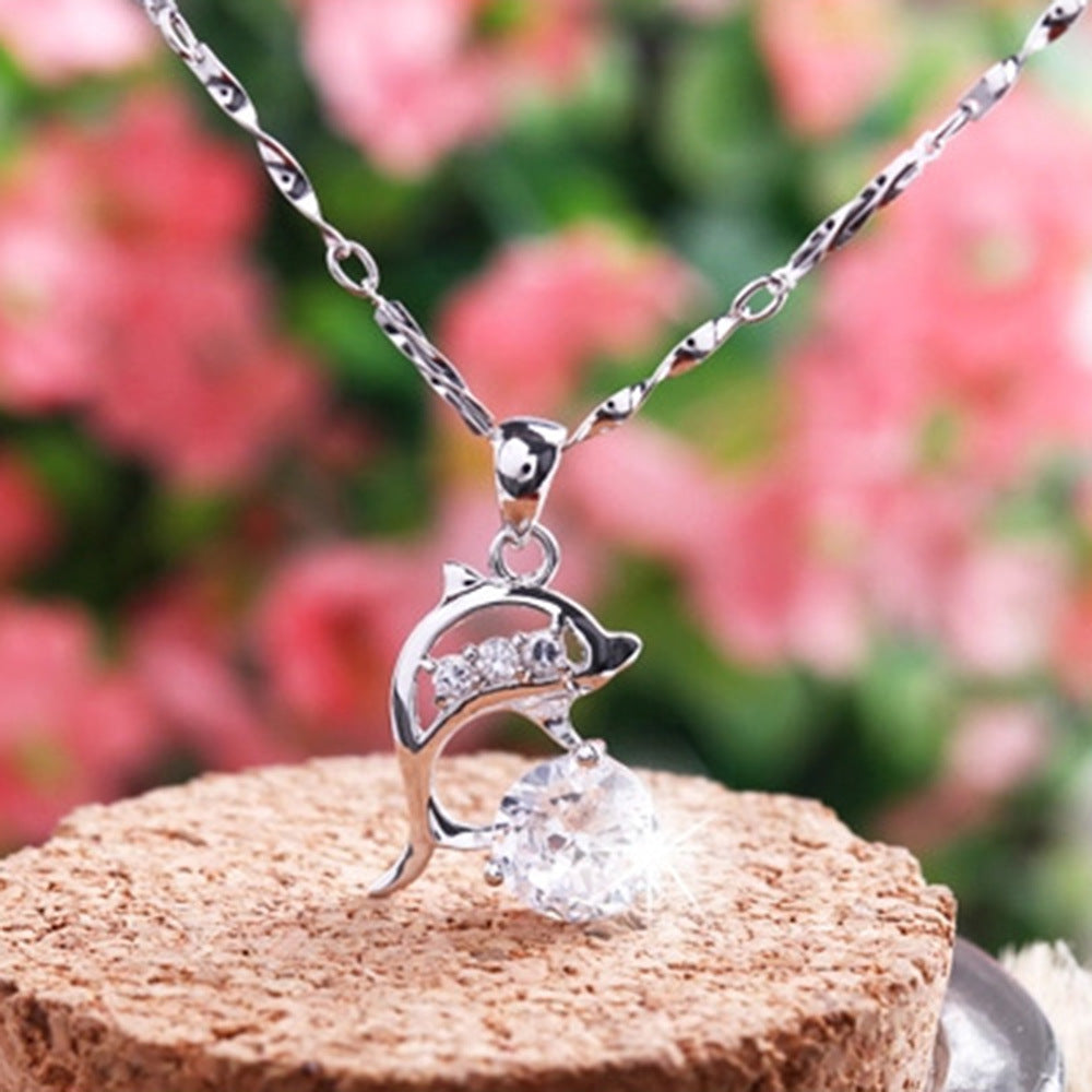 Silver Plated Dolphin Necklace for Women Valentine Gift