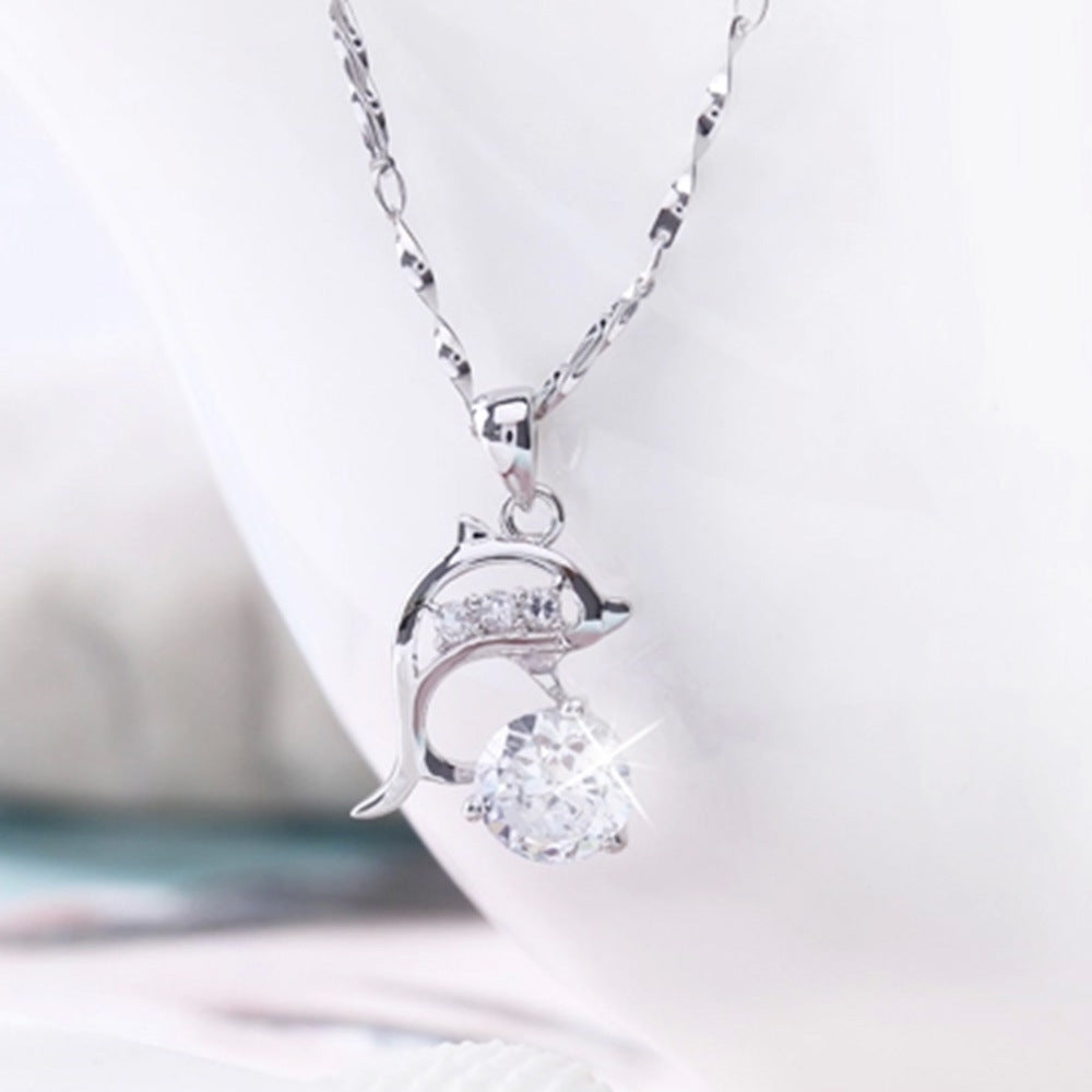 Silver Plated Dolphin Necklace for Women Valentine Gift