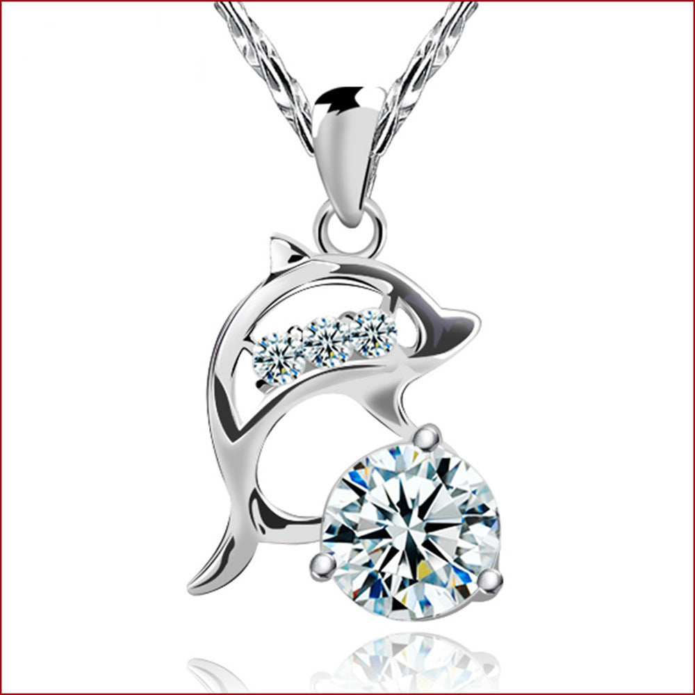 Silver Plated Dolphin Necklace for Women Valentine Gift