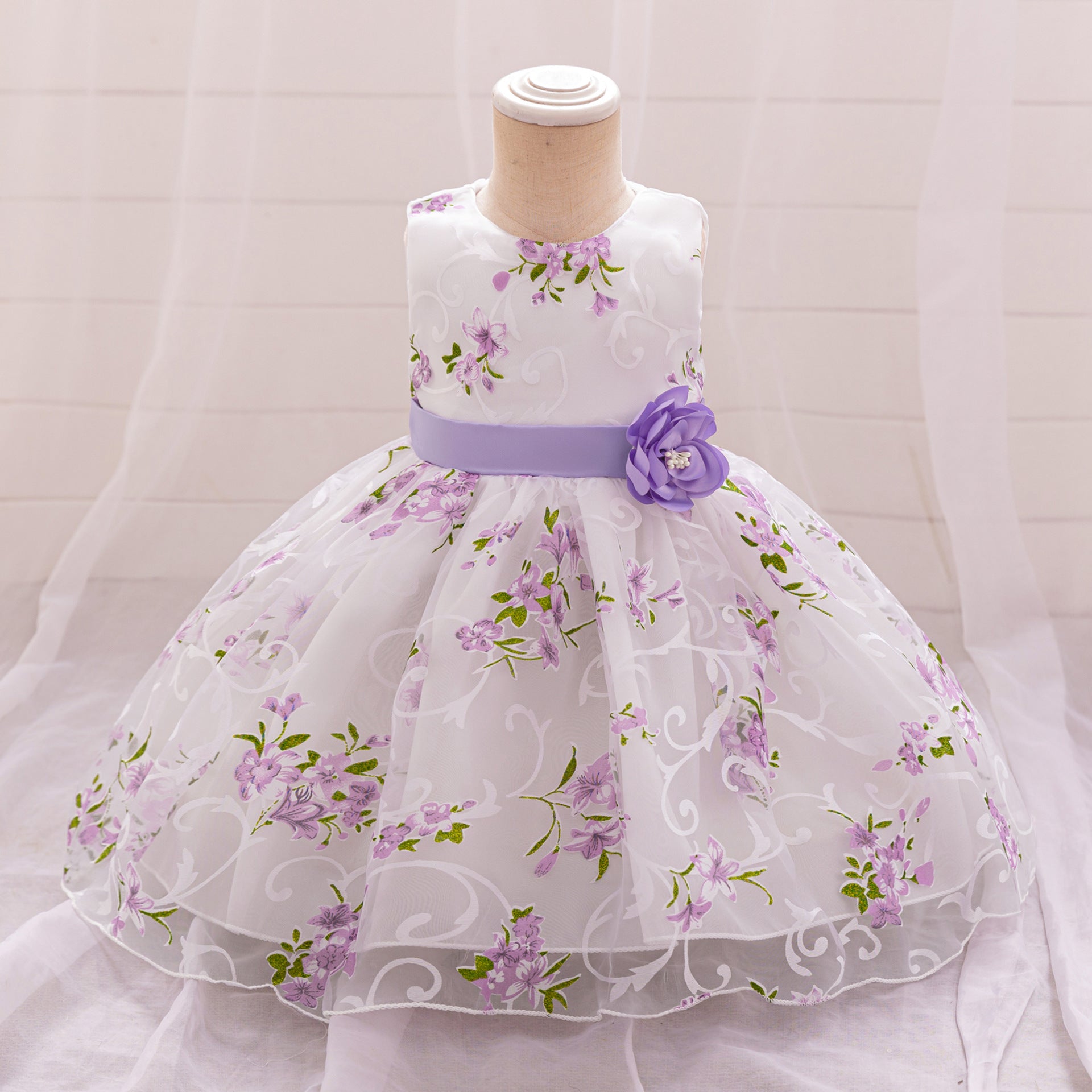 Princess Dress Pink Floral Machine Washable